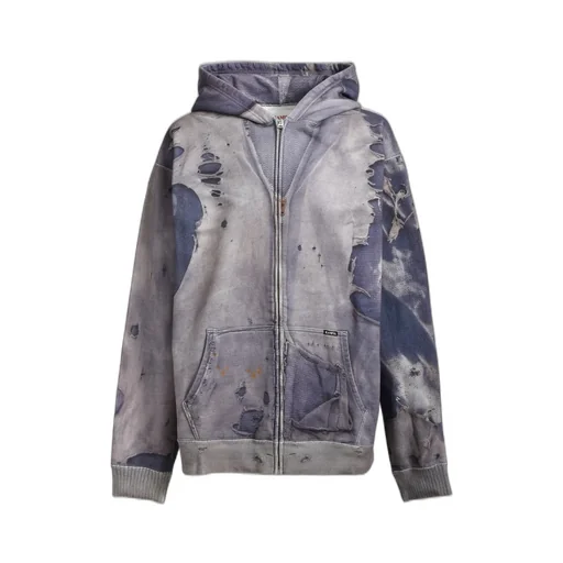 Trompe L'oeil Print Zip Hoodie / Nvy