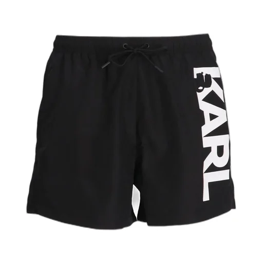 Karl Lagerfeld Logo Printed Drawstring Swim Shorts