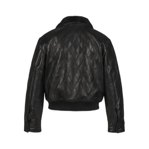 Quilted Leather Bomber / Black