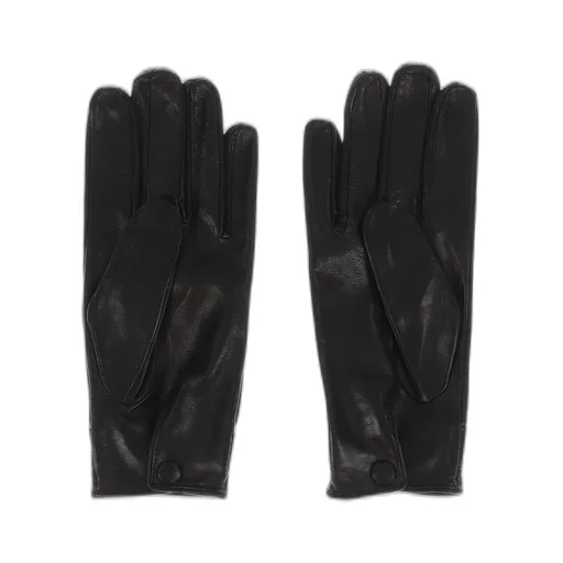 Buckle Aplique Leather Gloves / Blk