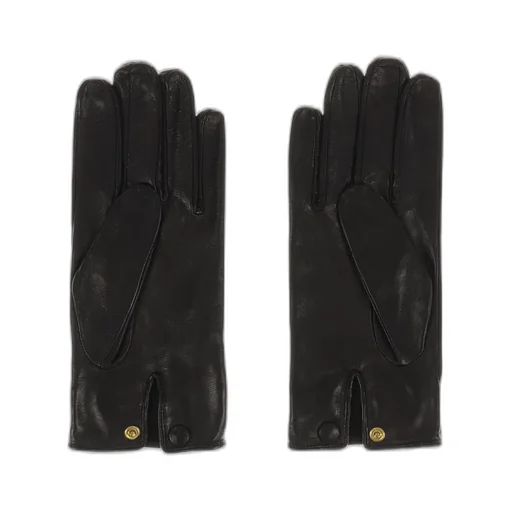 Buckle Aplique Leather Gloves / Blk