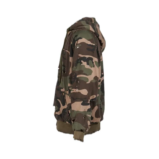 Hard Damaged Inner Waffle Sweat Parka / Camo