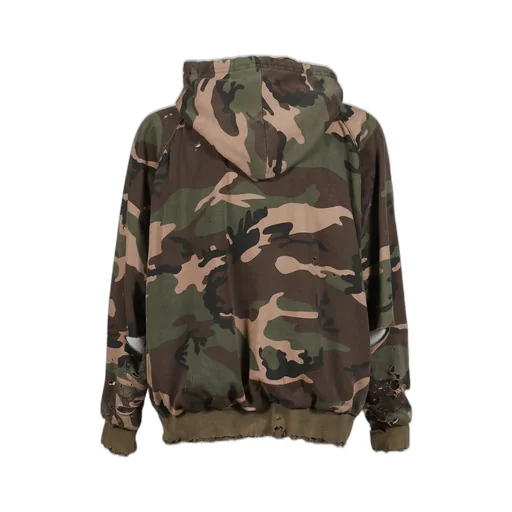 Hard Damaged Inner Waffle Sweat Parka / Camo