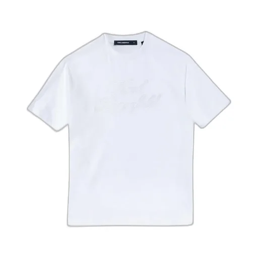 Karl Lagerfeld Logo Embossed Crewneck T-Shirt