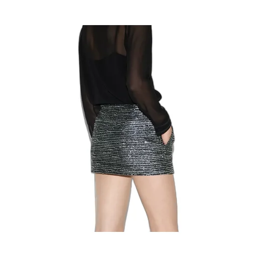 Striped Tweed Lamé Skirt