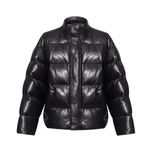 Quilted Overzized Leather Puffer Jacket