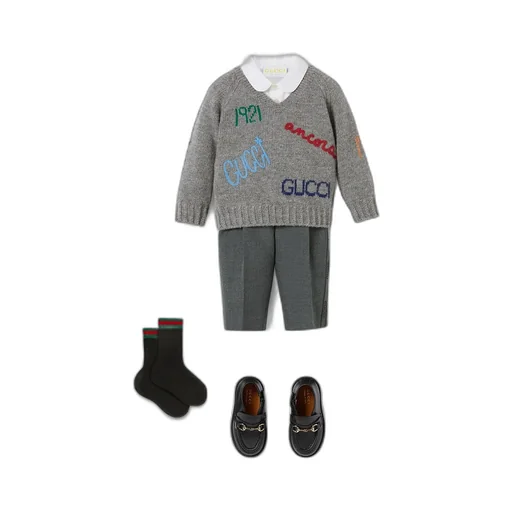 Baby Embroidered Wool Twill Trouser