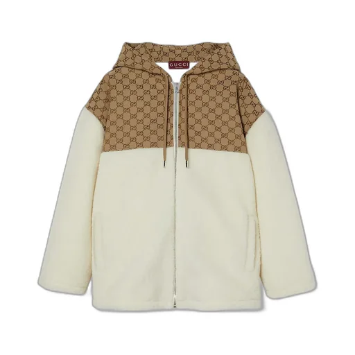 Gg Intarsia Wool Fleece Zip Jacket