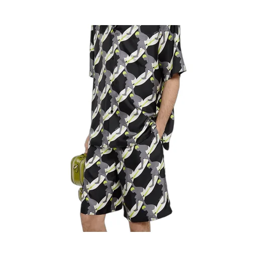 Printed Silk Twill Shorts