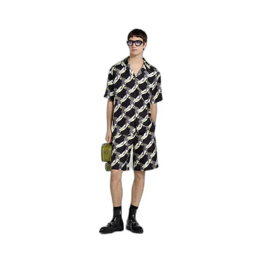 Printed Silk Twill Shorts