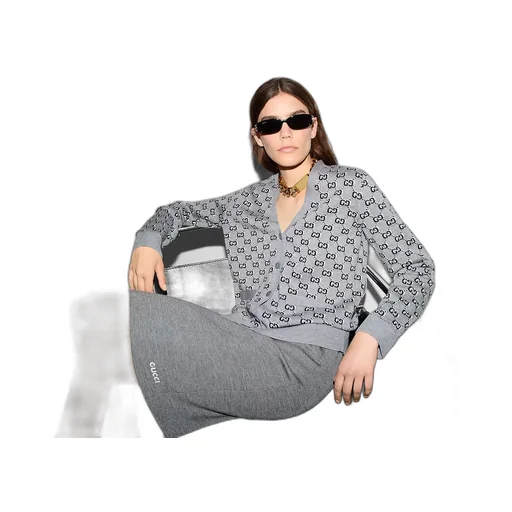 Wool Jacquard Cardigan With Gg Shadow