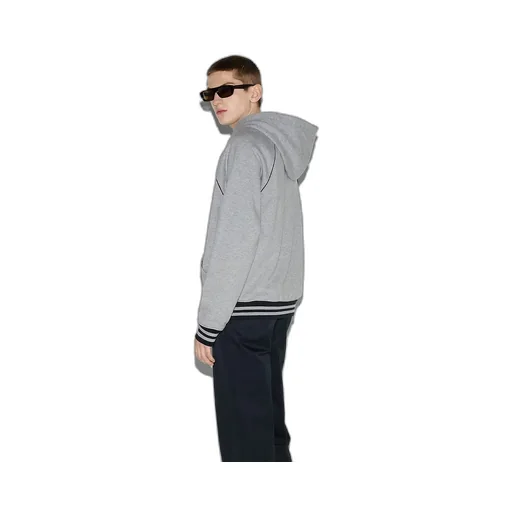 Felted Cotton Zipped Jacket With Patch