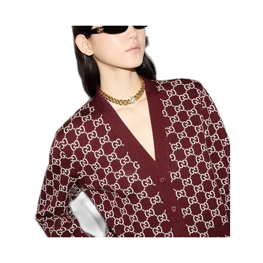 Reversible Gg Wool Jacquard Cardigan