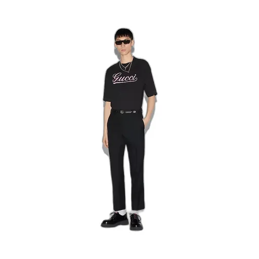 Cotton T-Shirt With Gucci Script Print