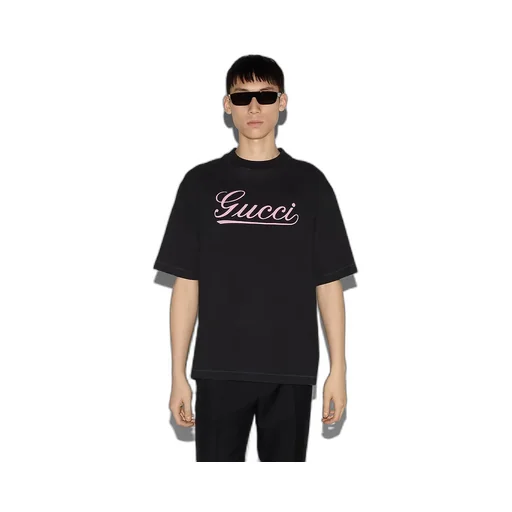 Cotton T-Shirt With Gucci Script Print