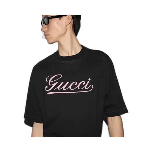 Cotton T-Shirt With Gucci Script Print