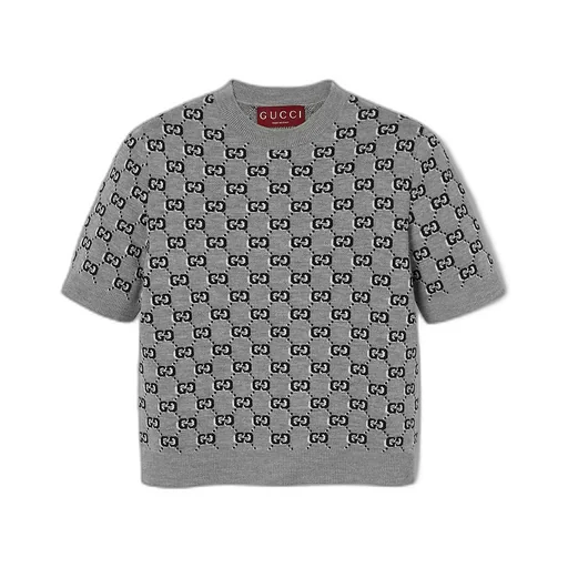 Wool Jacquard Top With Gg Shadow