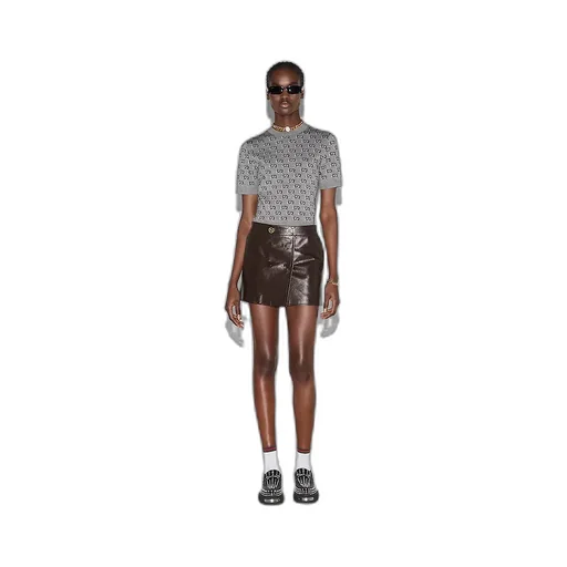 Wool Jacquard Top With Gg Shadow
