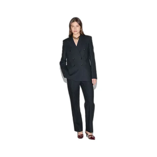 Double-Breasted Gg Wool Jacket