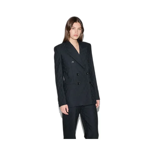 Double-Breasted Gg Wool Jacket