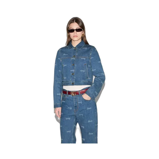 Denim Jacket With Lasered Gucci Detail