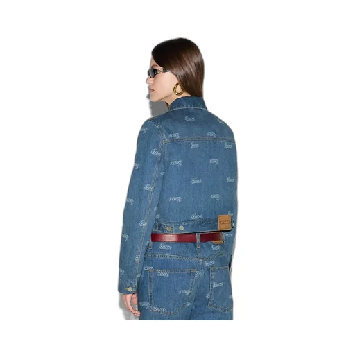 Denim Jacket With Lasered Gucci Detail