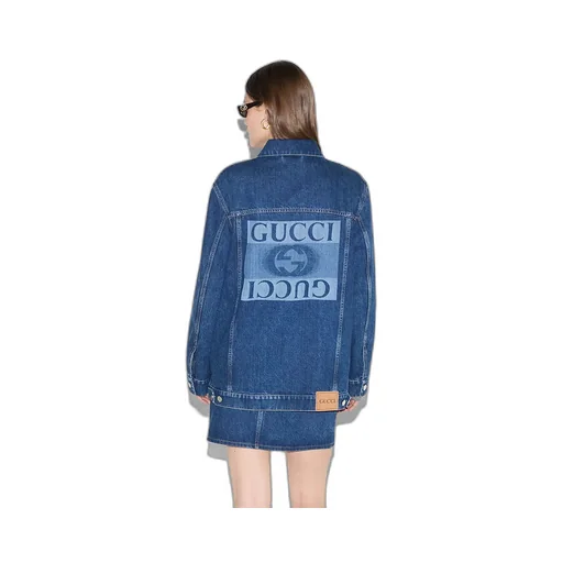 Denim Jacket With Gucci Print