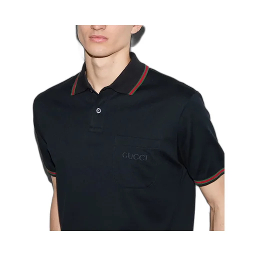 Embroidered Stretch Cotton Polo Shirt