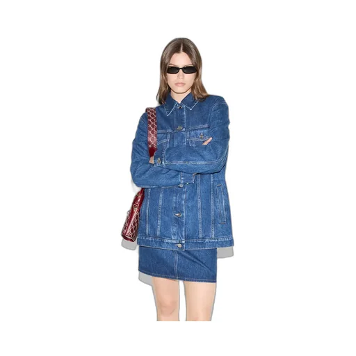 Denim Jacket With Gucci Print