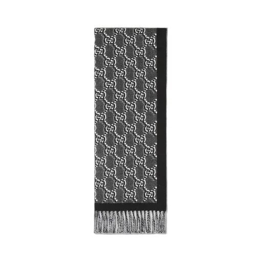 Wool Jacquard Scarf With Gg Shadow