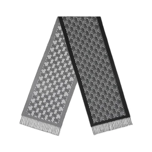 Wool Jacquard Scarf With Gg Shadow