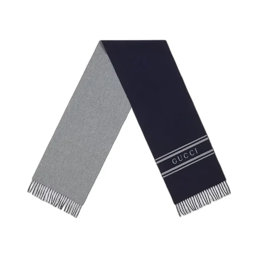 Wool Cashmere Scarf With Gucci Logo