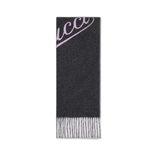 Wool Cashmere Scarf With Gucci Script