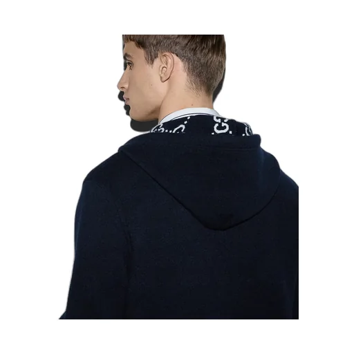 Reversible Gg Wool Hooded Zip Jacket