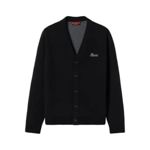 Double Wool Cardigan With Embroidery