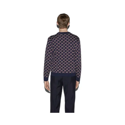 Wool Jacquard Sweater With Gg Shadow