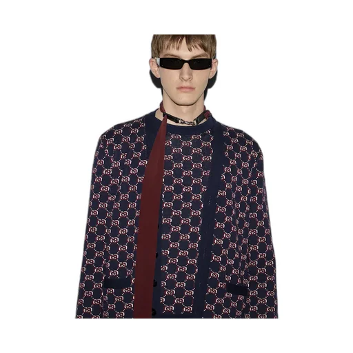 Wool Jacquard Sweater With Gg Shadow