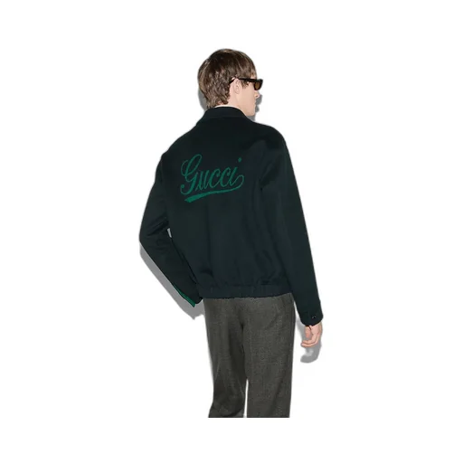 Wool Zip Jacket With Gucci Jacquard