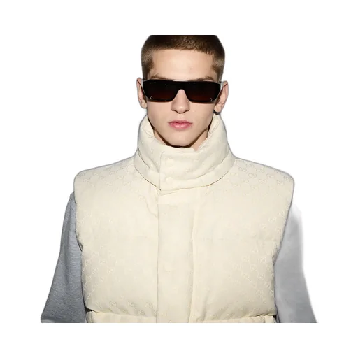 Gg Cotton Blend Canvas Puffer Vest