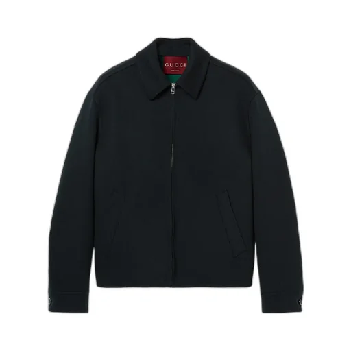 Wool Zip Jacket With Gucci Jacquard