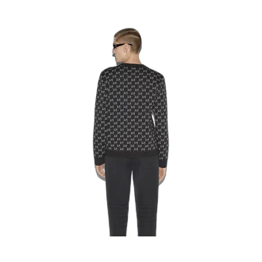 Wool Jacquard Sweater With Gg Shadow