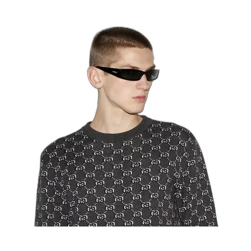 Wool Jacquard Sweater With Gg Shadow