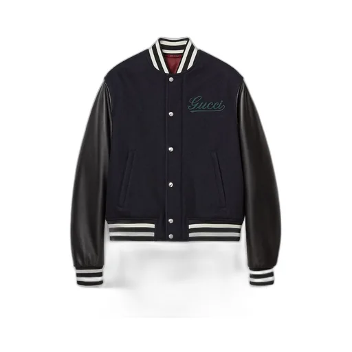 Wool And Leather Bomber Jacket