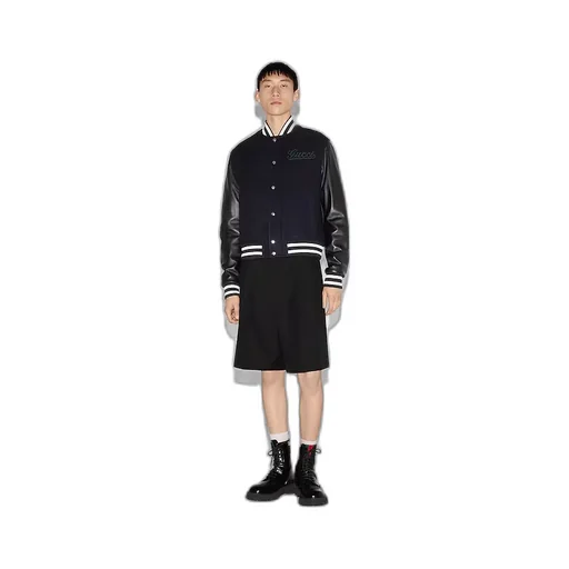 Wool And Leather Bomber Jacket