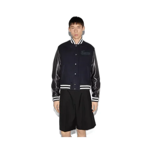 Wool And Leather Bomber Jacket