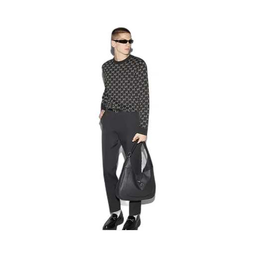 Wool Jacquard Sweater With Gg Shadow