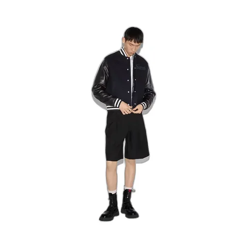Wool And Leather Bomber Jacket
