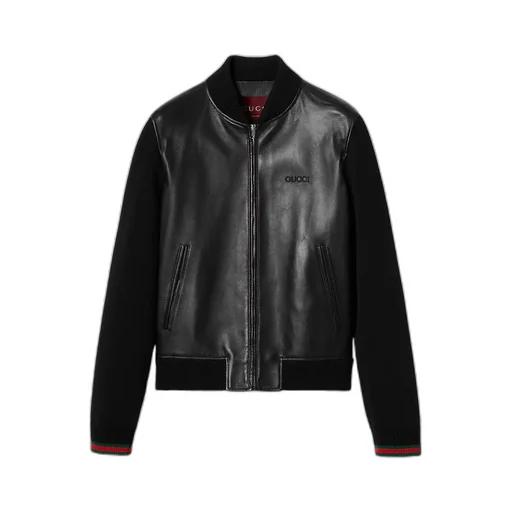 Nappa Leather And Knit Bomber Jacket