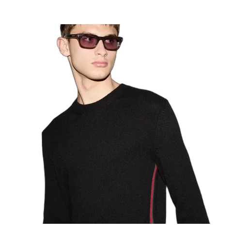 Cashmere Sweater With Web Intarsia