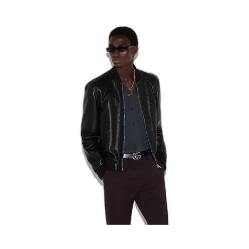 Embossed Gg Leather Bomber Jacket